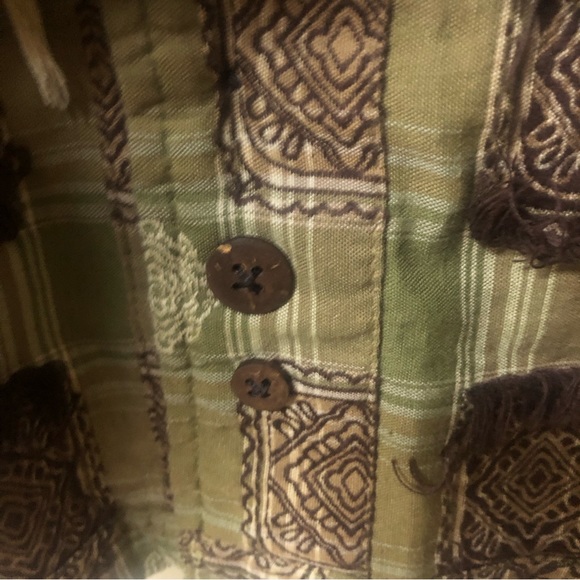 Prana Green Embroidered Short Sleeve Casual Button Down Shirt Size XL - Picture 2 of 5